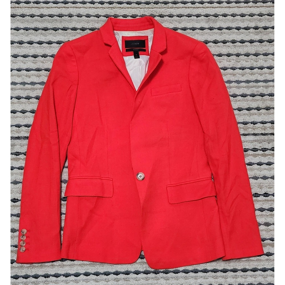 J.Crew Women's Orange Coral Regent Fit Wool Stretch One Button Blazer Size 4